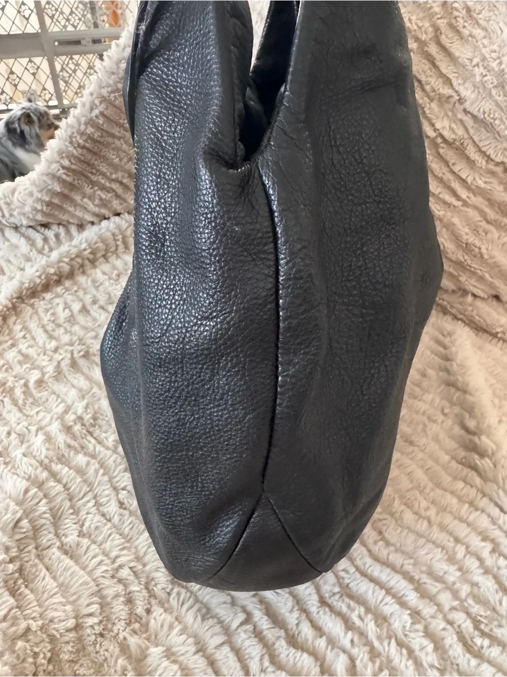 Elliott Lucca Black Leather Braided-Handle Hobo Bag